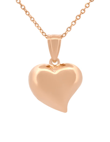 Gargantilla Corazon Curvo Rosa Oro Sólido 14k