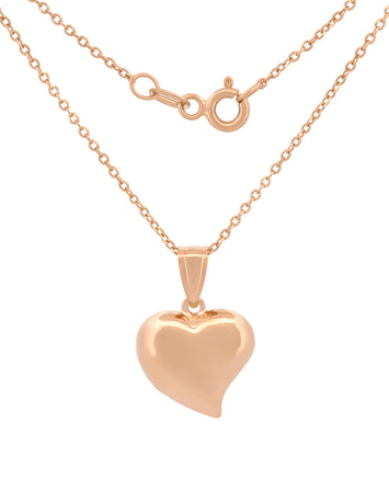 Gargantilla Corazon Curvo Rosa Oro Sólido 14k