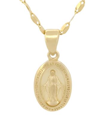 Cadena Gargantilla Virgen Milagrosa 1.1 cm Oro Solido 10k