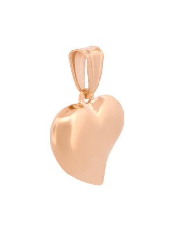 Dije Corazon Curvo Oro Rosa Sólido 14k