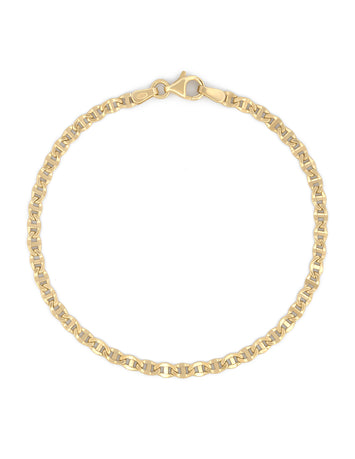 Pulsera Tejido Grano 3mm Oro Amarillo 18.5 cm Solido 10k