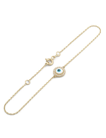 Pulsera Ojito 8 mm Oro Sólido 14k