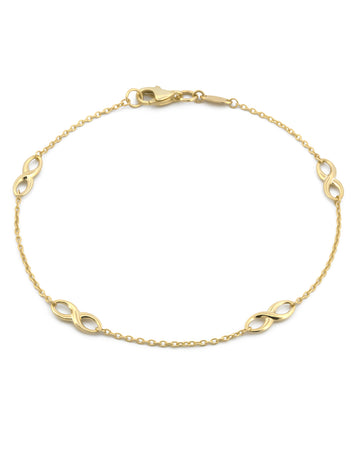 Pulsera Infinitos Lisos Oro Solido 10k