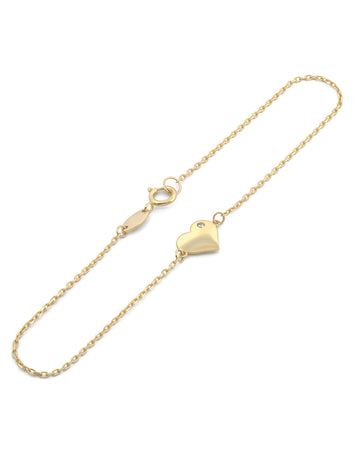 Pulsera Corazón Con Zirconia Oro Sólido 10k