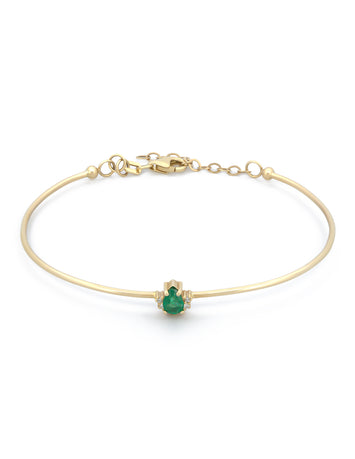 Pulsera Aro Esmeralda y Diamantes Naturales Oro Sólido 14k