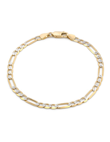 Pulso Figaro Diamantado 4 mm 18.5 cm Oro Sólido 14k