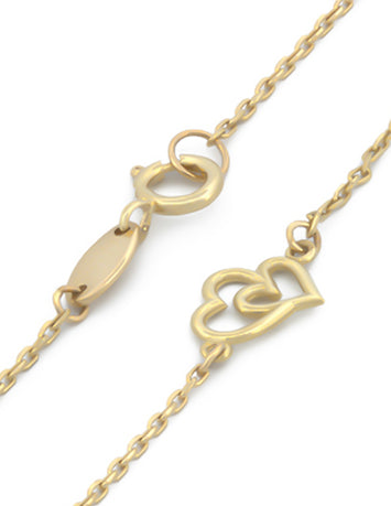 Pulsera Corazones Enlazados 3 Oros Solido 10k