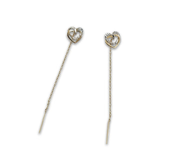 Aretes Corazón Violadores Dama Oro Solido 14k