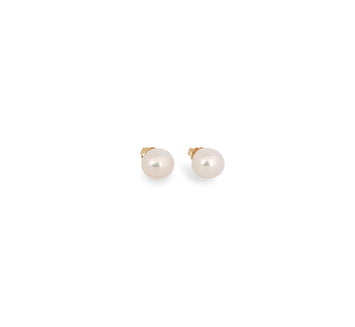 Aretes Perla Natural Cultivada 0.5 cm Para Dama Oro Sólido 14k