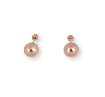 Hermosos Aretes Broqueles De Bola 4 mm Para Niña Oro Sólido Rosa 10k