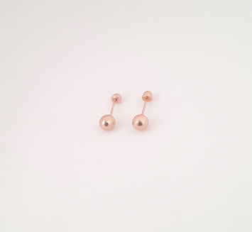 Broquel Bebé Bola 3mm Oro Sólido Rosa 10k