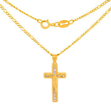 Cadena Cristo Con Piedras 2.1 cm Oro 14k Sólido