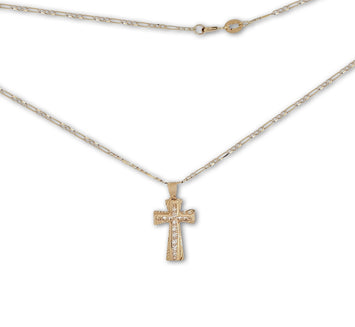 Cadena Cruz Contorno Mediana 2.1 cm Oro 10k Sólido