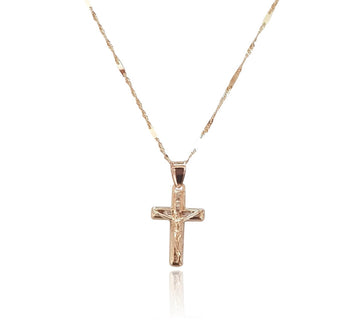 Preciosa Cadena Dije Cristo Para Bebe Bautizo Oro Sólido 10k