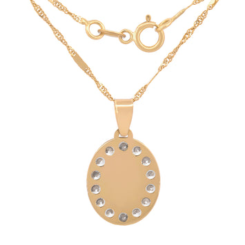 Cadena Medalla Virgen 1.3 Cm Oro Solido 14k