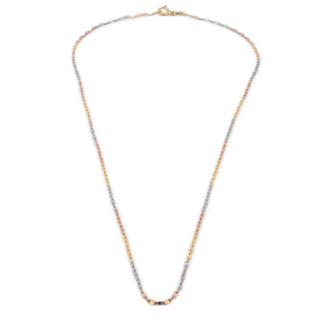 Cadena Plaquita 45 Cm 3 Oros 14k Sólido