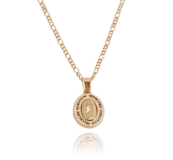 Cadena Con Medalla Dije Virgen de Guadalupe Bautizo Oro 10k Sólido