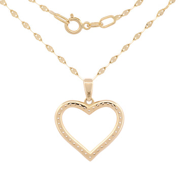 Cadena Gargantilla Corazon Contorno Zirconias Oro Solido 10k