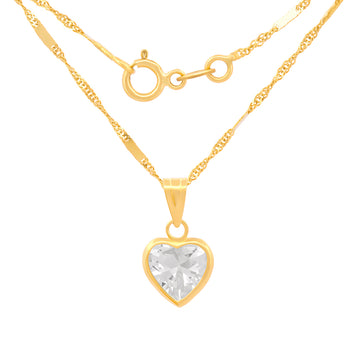 Hermosa Cadena Gargantilla Dama Corazón Piedra 8 Mm Oro Sólido 10k
