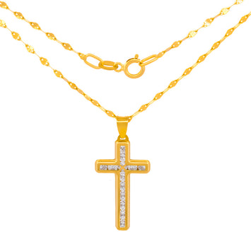 Cadena Dije Cruz Mediana 2.1 cm Oro Sólido 10k