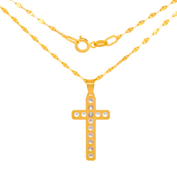 Cadena Dije Cruz Mediana 2.1 cm Oro Sólido 10k