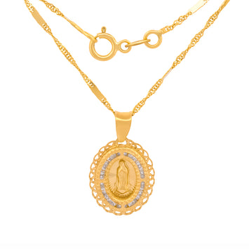 Cadena Dije Virgen De Guadalupe En Oro Solido 10k