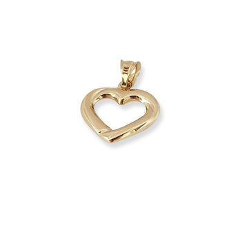 Dije Corazón Contorno Oro Sólido 14k