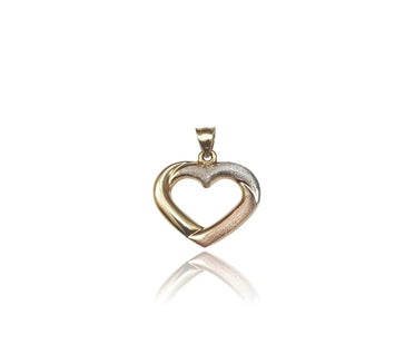 Dije Corazón Contorno 2 Vistas 3 Oros Sólido 14k