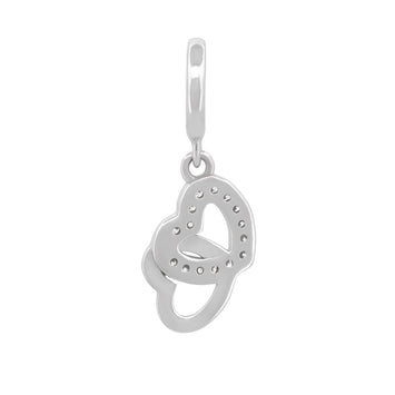 Dije Corazones Mini Zirconias Para Pandora Oro Blanco Sólido 14k