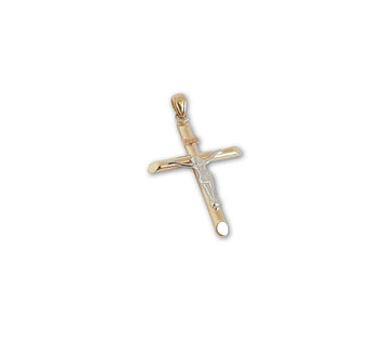 Dije Cristo Liso Tubo Oro Sólido 14k 2.7 Cm