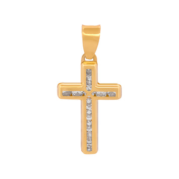 Dije Cruz Chica Piedras Oro Sólido 10k Bautizo Dama