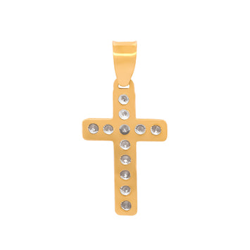 Dije Cruz Chica Piedras Oro Sólido 10k Bautizo Dama