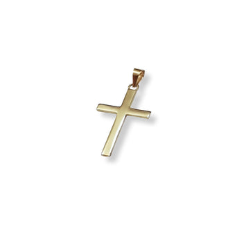 Dije Cruz Lisa Oro Sólido 14k
