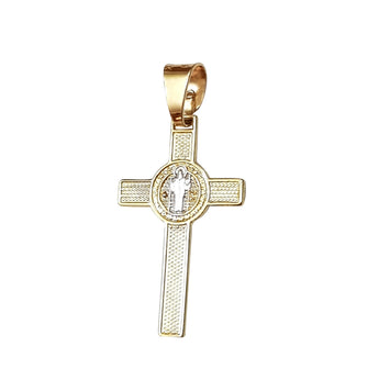 Dije Cruz San Benito 2.1 Cm Oro Sólido 10k
