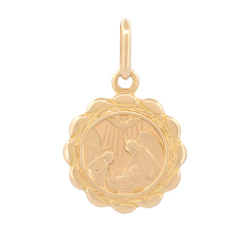 Dije Medalla Bautizo Oro 14k Sólido