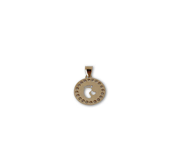 Dije Pie Bebe Y Corazón Con Zirconias Oro Sólido 10K