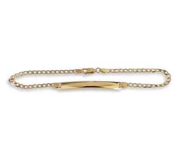 Esclava Barbada Diamantada 21 cm 3.5 mm Oro Sólido 14k