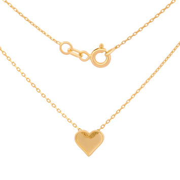 Gargantilla Dama Corazón Liso Oro Amarillo Sólido 10k