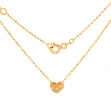 Gargantilla Dama Corazón Piedras Oro Amarillo Sólido 14k