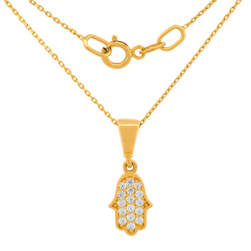 Preciosa Cadena Dije Mano De Fatima Oro Sólido 14k