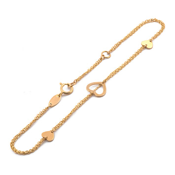 Pulsera Doble Corazones Oro Sólido 10k