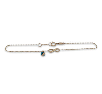 Bonita Pulsera Ojito Infinito Oro Solido 14k