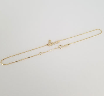 Pulsera Tobillera Love Oro Sólido 10k