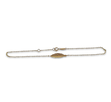 Pulsera Tobillera Pluma Oro Sólido 14k