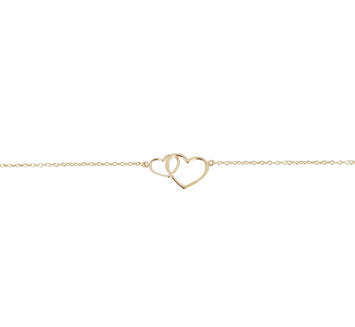 Pulsera Para Dama Corazones Enlazados Oro Sólido 10k