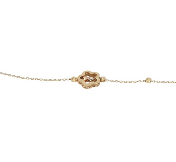 Pulsera Para Dama Flor 3 Oros Sólido 14k