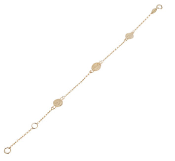 Hermosa Pulsera Para Niña Virgen Angelito Oro Sólido 10k 16 cm