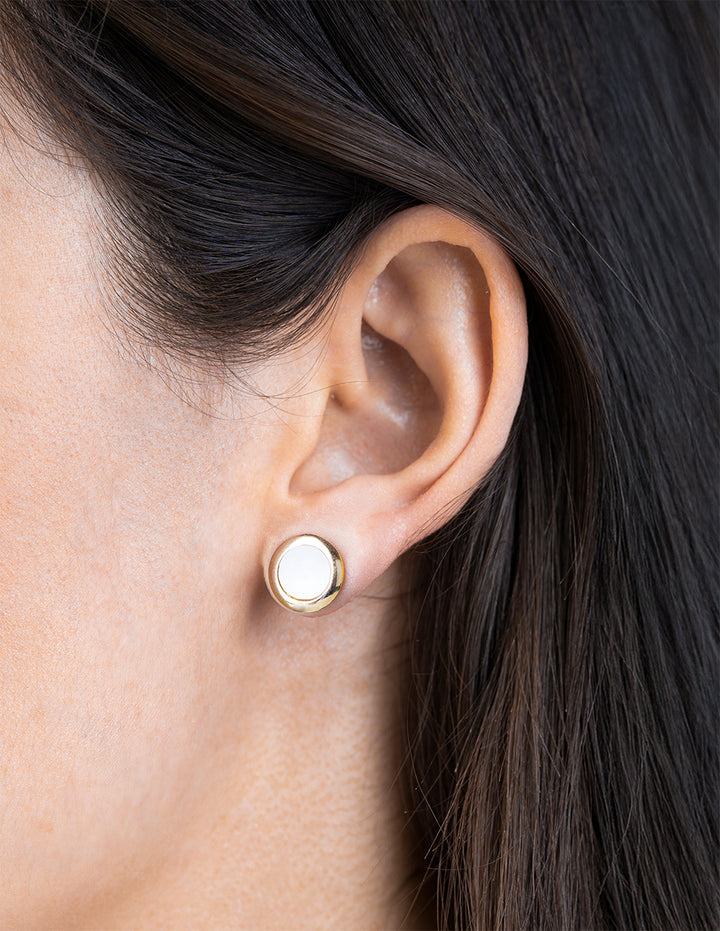Aretes Abulón Redondos Oro Sólido 10k