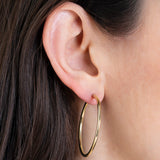 Arracadas Lisas 4.0 Cm Oro Sólido 14k