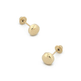 Arete Broquel De Bola Plana 5 mm Oro Sólido 14k